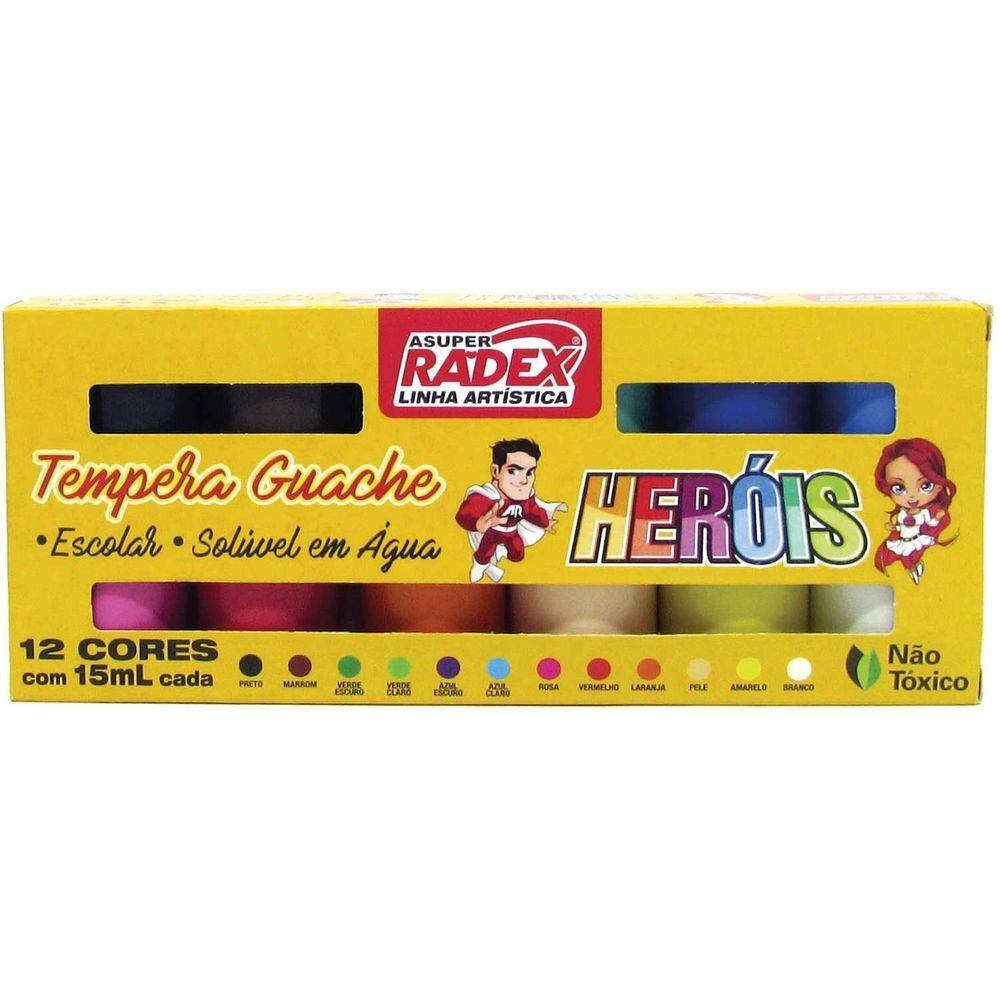 Tinta Guache 015Ml 12 Cores Radex Estojo