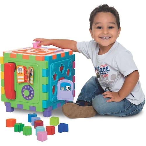 imagem-Brinquedo Educativo Cubo Didatico Grande 2 Em 1 Merco Toys