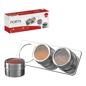 Porta Temperos Condimentos com 4 Potes Fundo Magnético