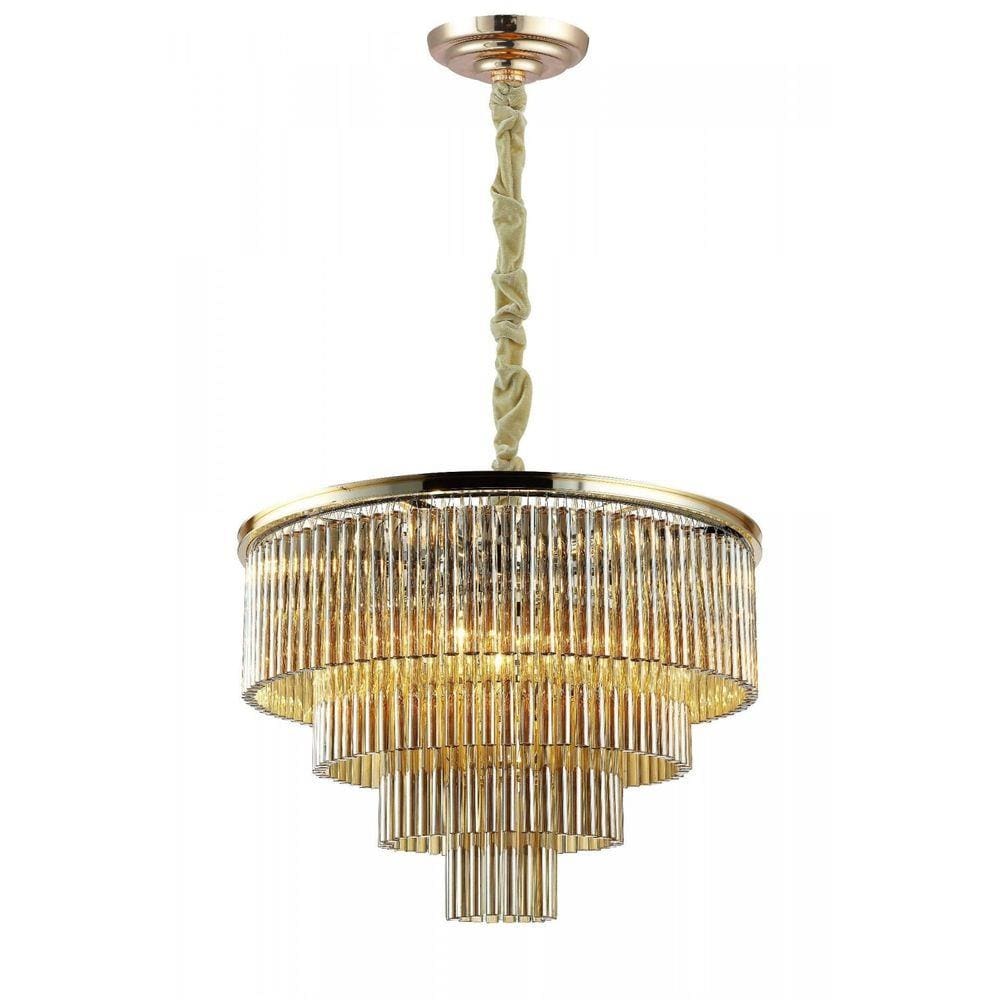 Pendente de Cristal Vivi 42cmx60cm Bella Iluminação French Gold/Conhaque