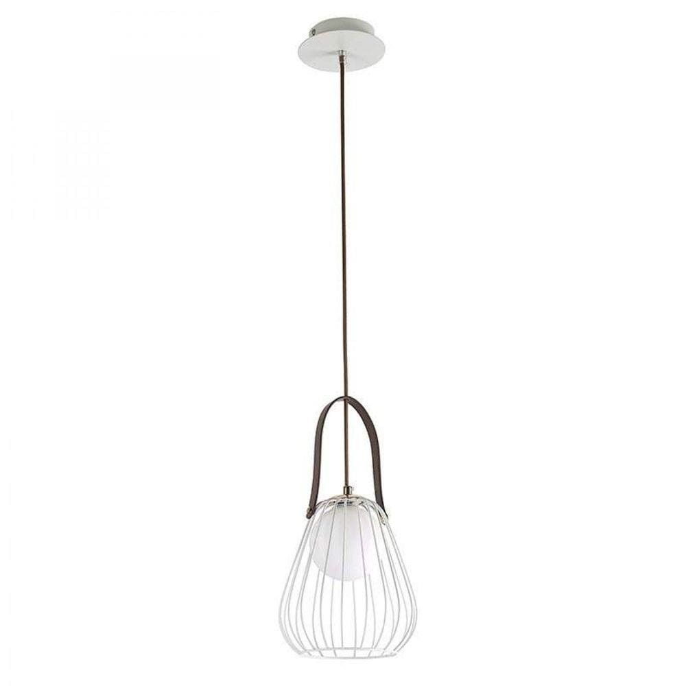 Pendente de Metal Lamp 22cmx18cm Bella Iluminação Branco e Marrom
