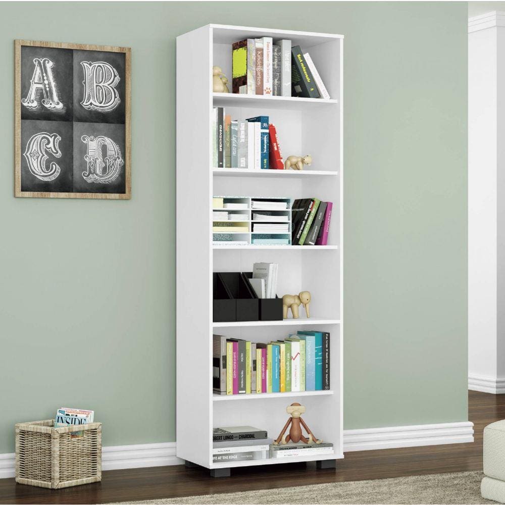 Estante para Livros 5 Prateleiras Office Móveis Leão Branco Texturizado