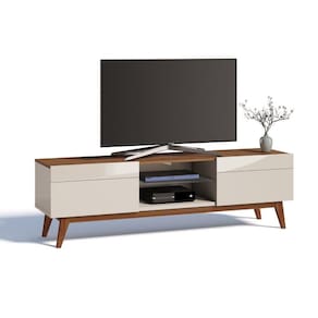 Rack para TV até 60 Polegadas 2 Gavetas Classic 1.8 Imcal Off White/Freijó