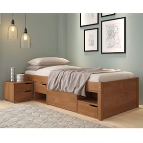 Cama Solteiro com 3 Gavetas e 1 Mesa de Cabeceira