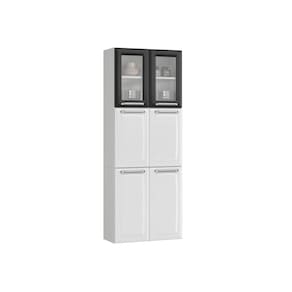 Paneleiro Duplo em Aço 6 Portas 2 de Vidro 4 Prateleiras Luce 2018 Itatiaia Branco/Preto