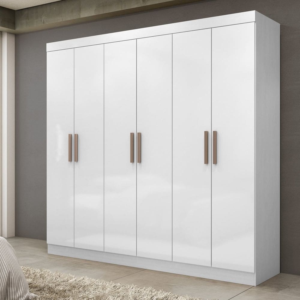 Guarda Roupa Casal 3 Portas com Espelho Porto Premium Espresso Móveis  Branco