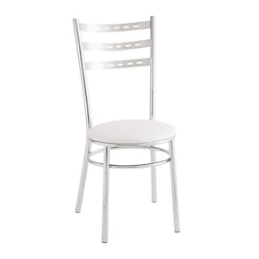 Cadeira para Cozinha Assento Estofado 402 Unimóvel Cromado/Branco