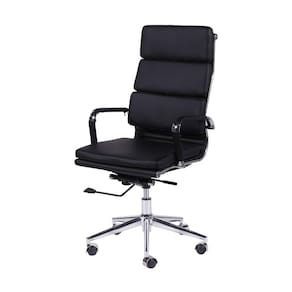 Cadeira Escritório Alta Estofada em Corino com Rodízios 3304 OR Design Preto