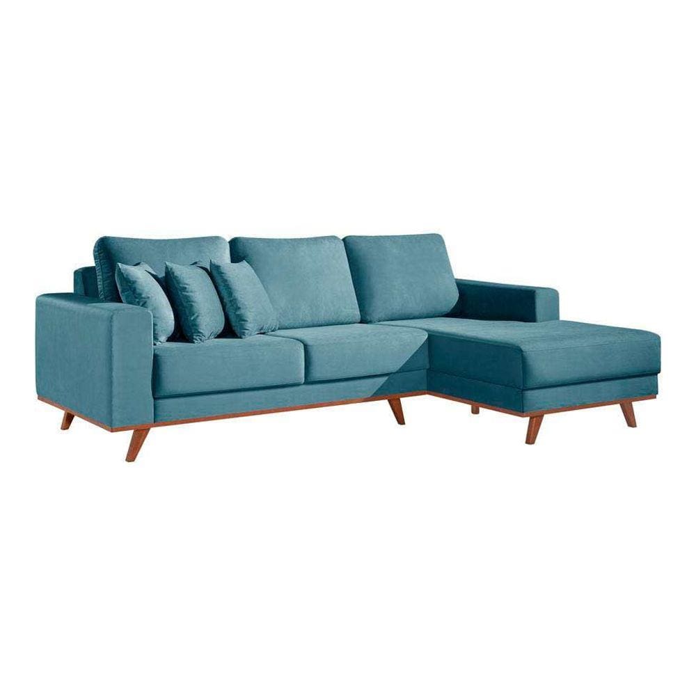 Sofá 3 Lugares Lombok com Chaise Veludo