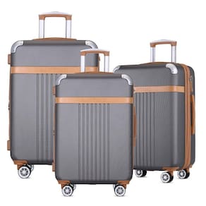 Kit 3 Malas Viagem Pmg Expansivas Tsa 8 Rodas 360 - Chumbo