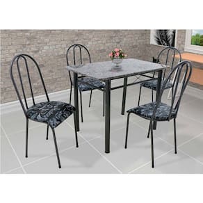Conjunto de Mesa com 4 Cadeiras Genebra Couro Sintético