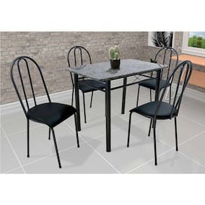 Conjunto de Mesa com 4 Cadeiras Genebra Couro Sintético