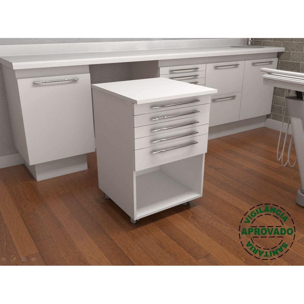 Mesa Auxiliar Para Dentista 4 Gavetas - Deki Premium