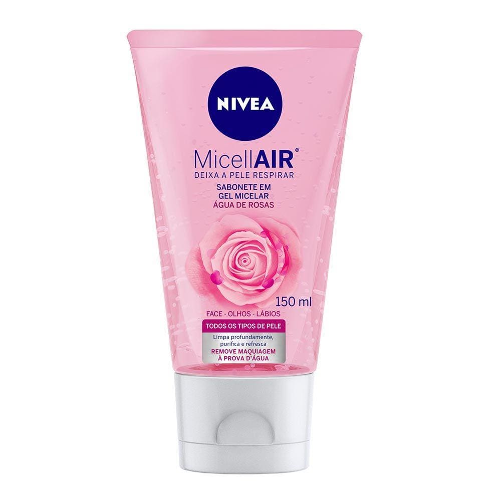 Sabonete Líquido Gel Nivea Micelar Água de Rosas 150ml Sabonete em Gel Nivea Micelar Água de Rosas 150ml