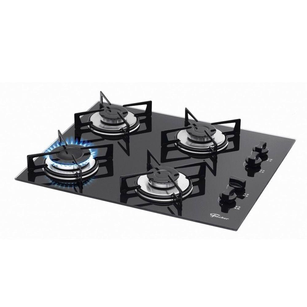 Cooktop aGás4 Bocas Vidro Preto Fischer Bivolt 1519-5713