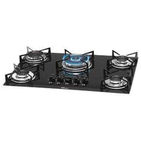 Cooktop a Gás 5 Bocas Vidro Preto Fischer Bivolt 1743-5733