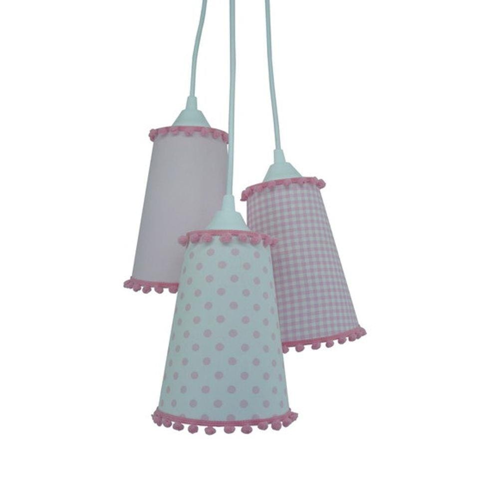 Lustre Pendente Quarto de Menina Crie Casa Pompons Rosa