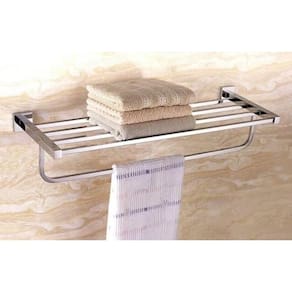 Porta Toalha Linear Estilo Hotel Com Barra Dupla Fixação