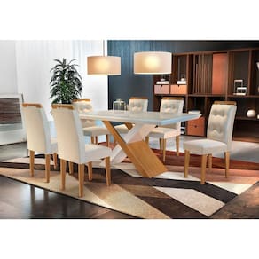Conjunto de Mesa de Jantar com 6 Cadeiras Imperatriz Veludo
