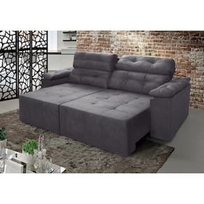 Sofá New Itália 2,50 Mts Retrátil e Reclinável Tecido Suede