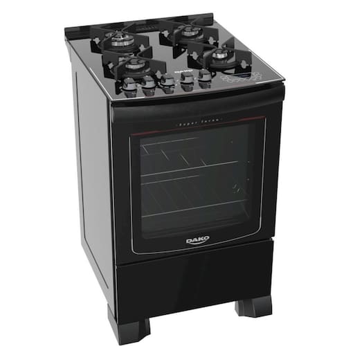 imagem-Fogão A Gás 4 Bocas Dako Turbo Glass Preto Automático Bivolt