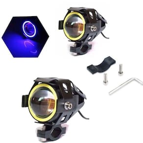 Farol de Milha Moto Branco Universal Angel Eyes Azul o Par Neblina