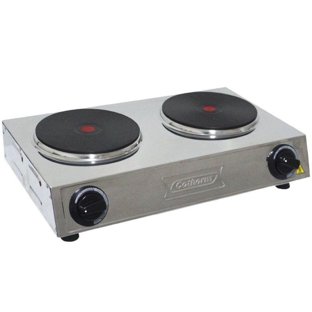 Fogão Elétrico Profissional 2 Bocas 180mm 4000W Inox Portátil Mesa Cotherm 2432 Rubi Hot Plate