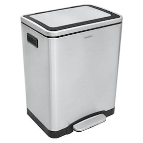 Lixeira Inox Com Pedal Tramontina Quadratta Plus Dupla Com Acabamento