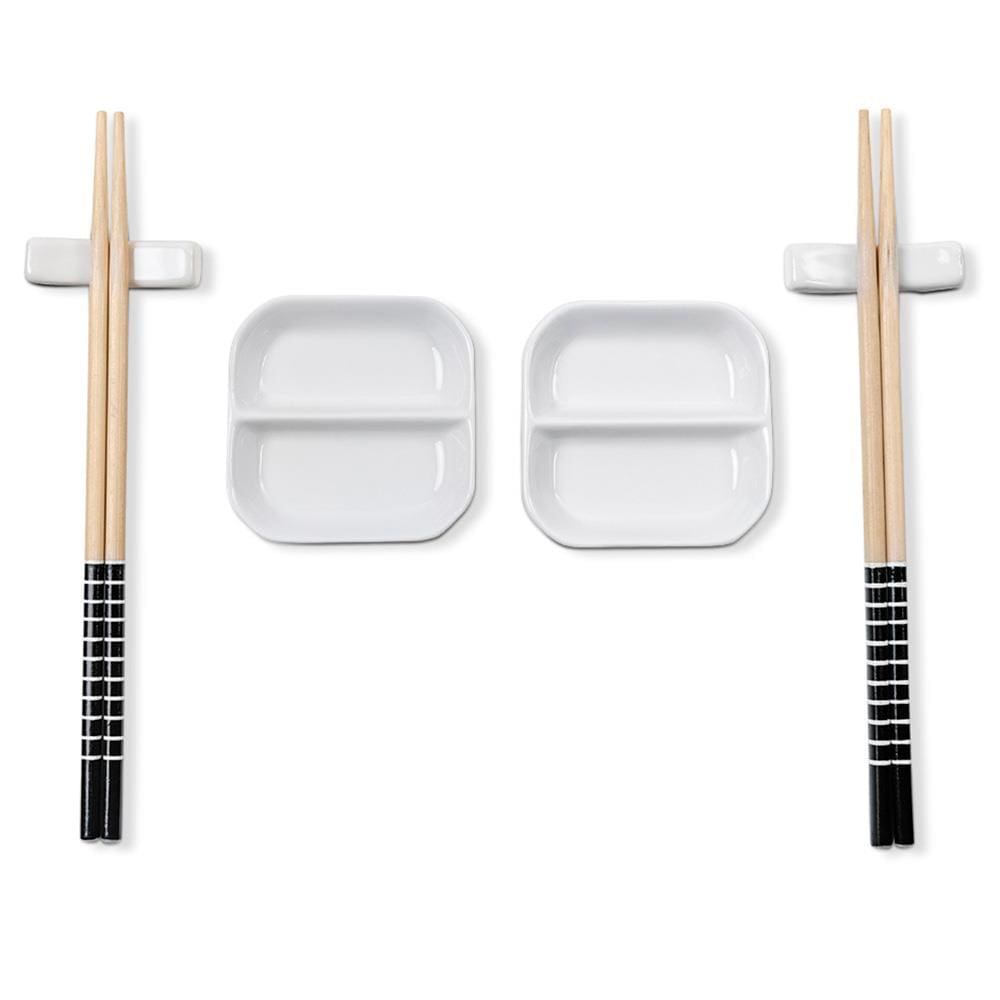 Conjunto de Hashi e Molheiras 2 Pessoas Haus Concept Nankin em Madeira e Cerâmica – 6 Peças