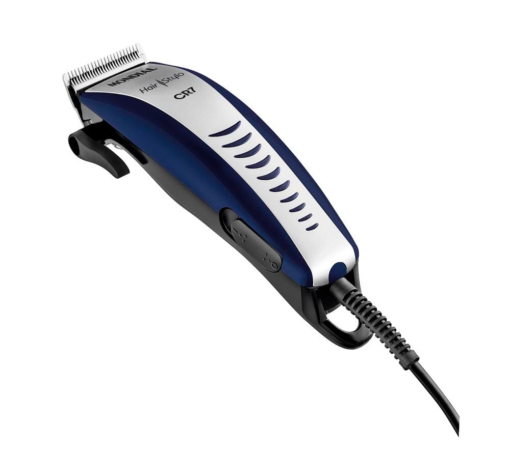 Máquina de Cortar Cabelo Mondial Hair Stylo CR-07 4 pentes - Azul/Prata - 220v