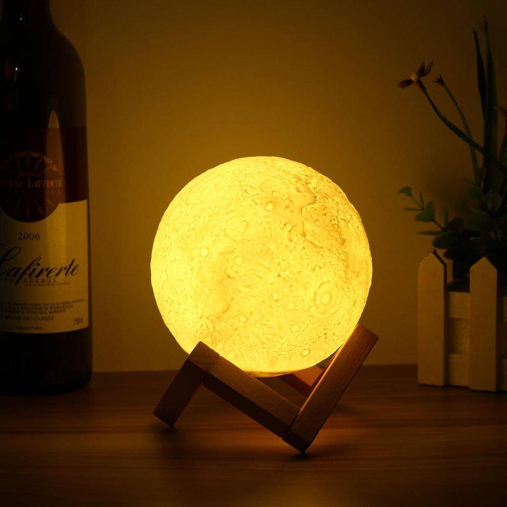 imagem-Luminaria 3D Lua Cheia Touch RGB Abajur Decoracao LED USB - Branca