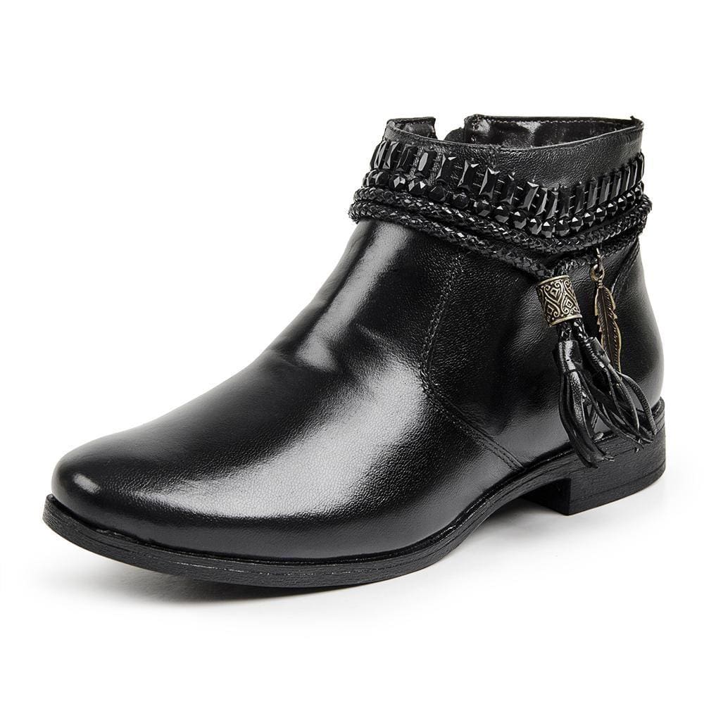 Bota Coturno Feminina Casual Cano Curto Couro