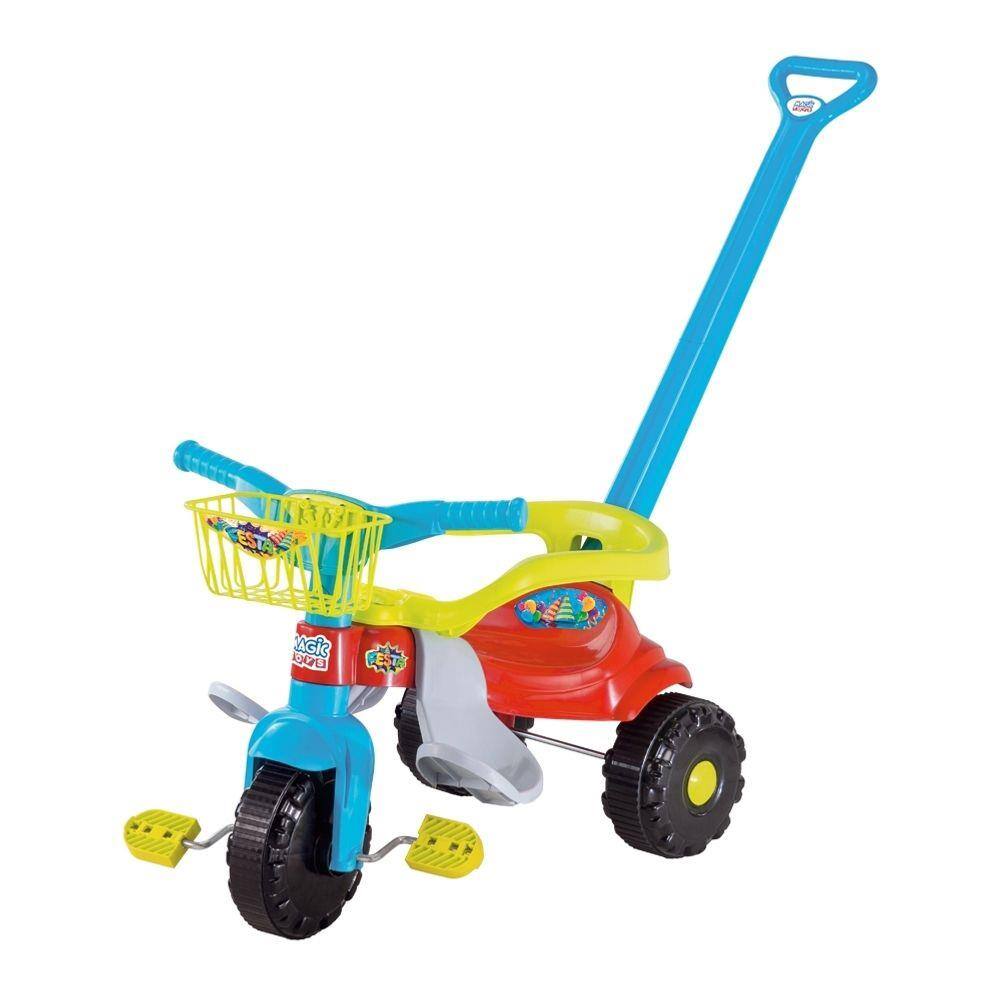 Triciclo Infantil Menina Velotrol Tico Tico Festa Rosa Com Aro E Cestinha