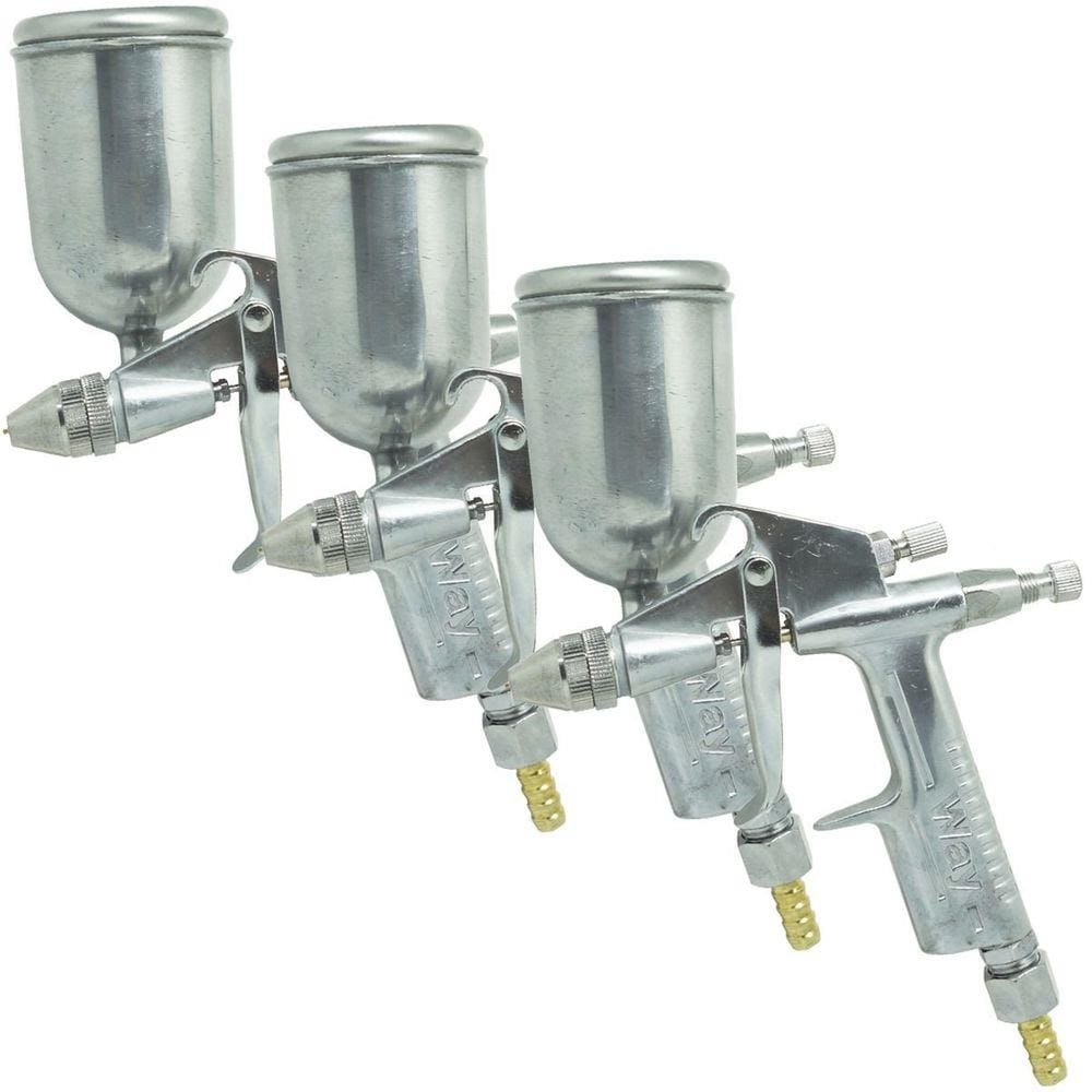 Kit 3 Pistolas Pintura Gravidade Aerógrafo 0,5mm 2,5 à 4 bar 200ml Alumínio Importway IWPPA-PR