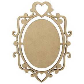 Aplique Moldura em MDF Oval 15x11cm Coração