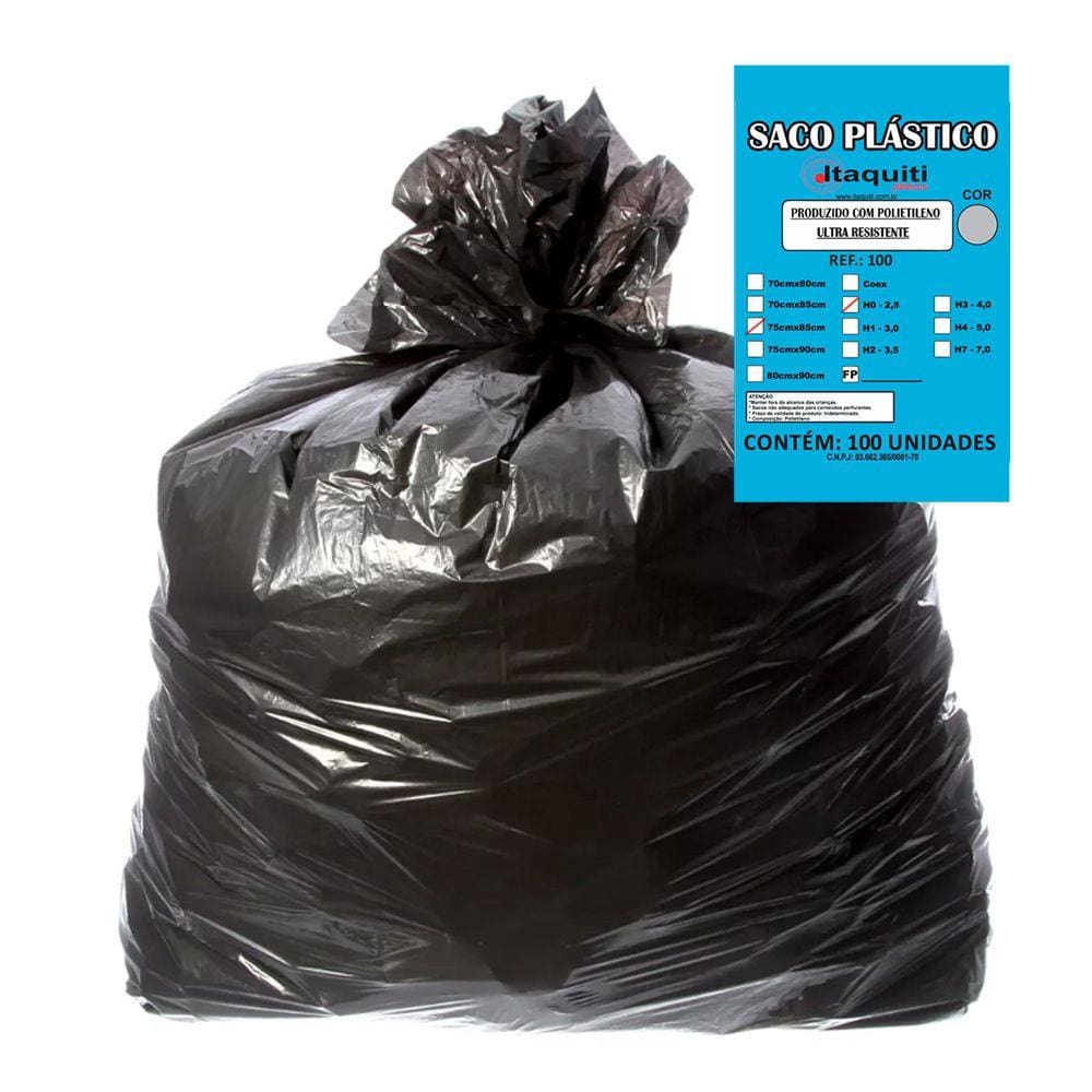 Saco para Lixo Leve 100 Litros Preto 100un