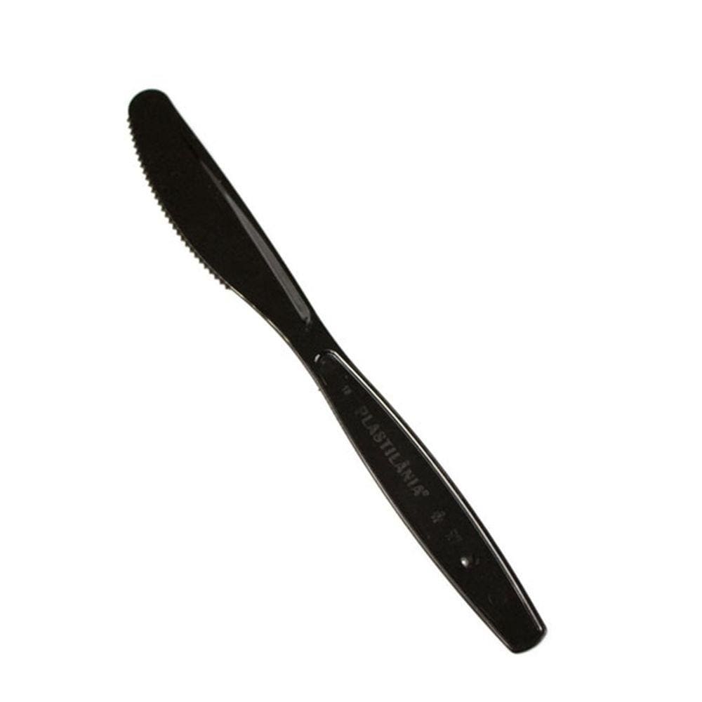 Faca Descartável Preto 50un Plastilânia