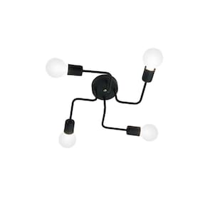 Plafon de sobrepor para 4 lâmpadas E27 60w preto Auremar Auremar