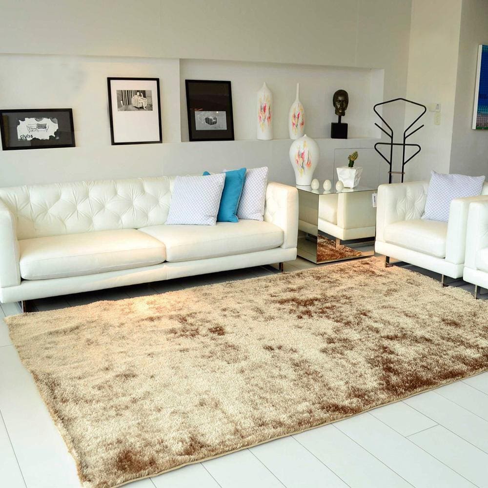 Tapete Felpudo Para Quarto e Sala Colima Peludo Bege 100x140cm