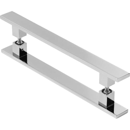 imagem-Puxador De Porta Pivotante Barra Chata Duplo Cromado 30cm