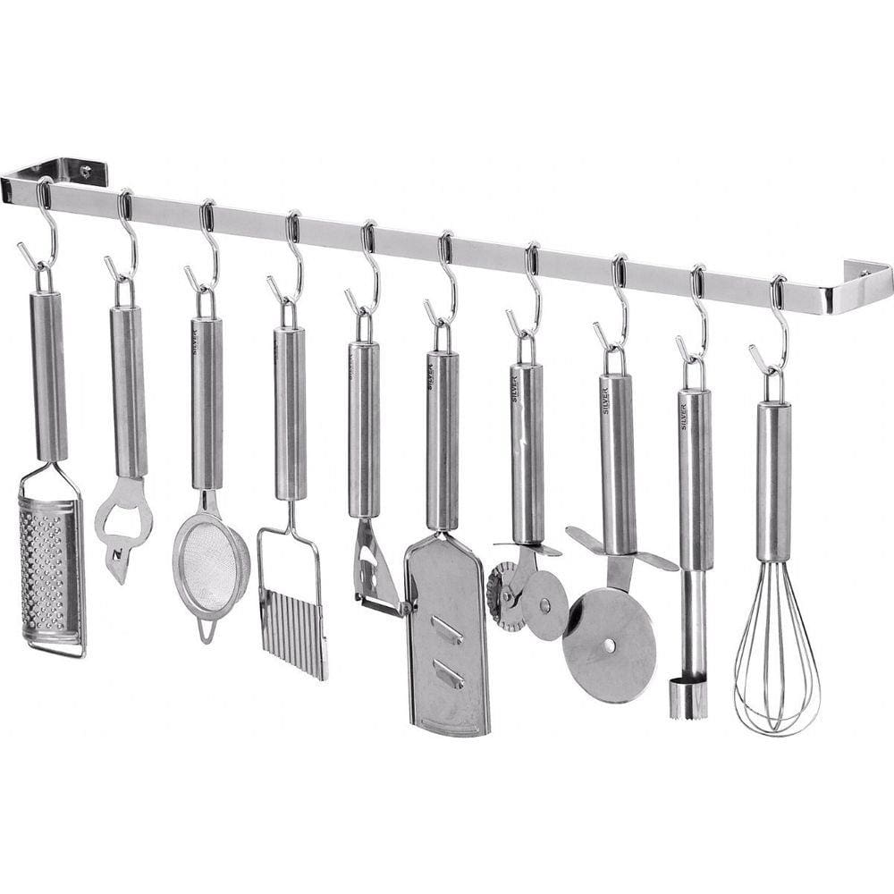 Porta Utensílios E Talheres De Parede 60cm 10 Ganchos