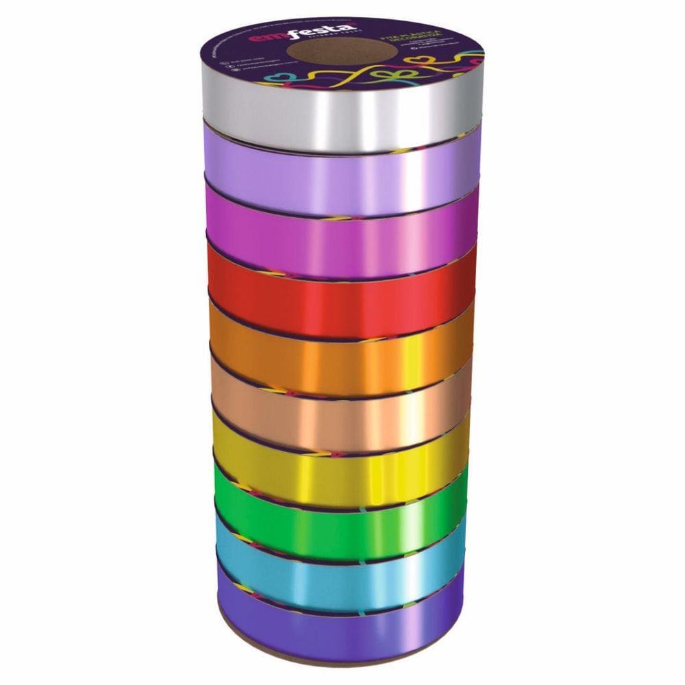 Fita Lisa 15Mm X 50M Pacote Com 10 Sortido