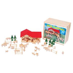 Brinquedos Educativos - Super Fazendinha 45 Peças Em Madeira