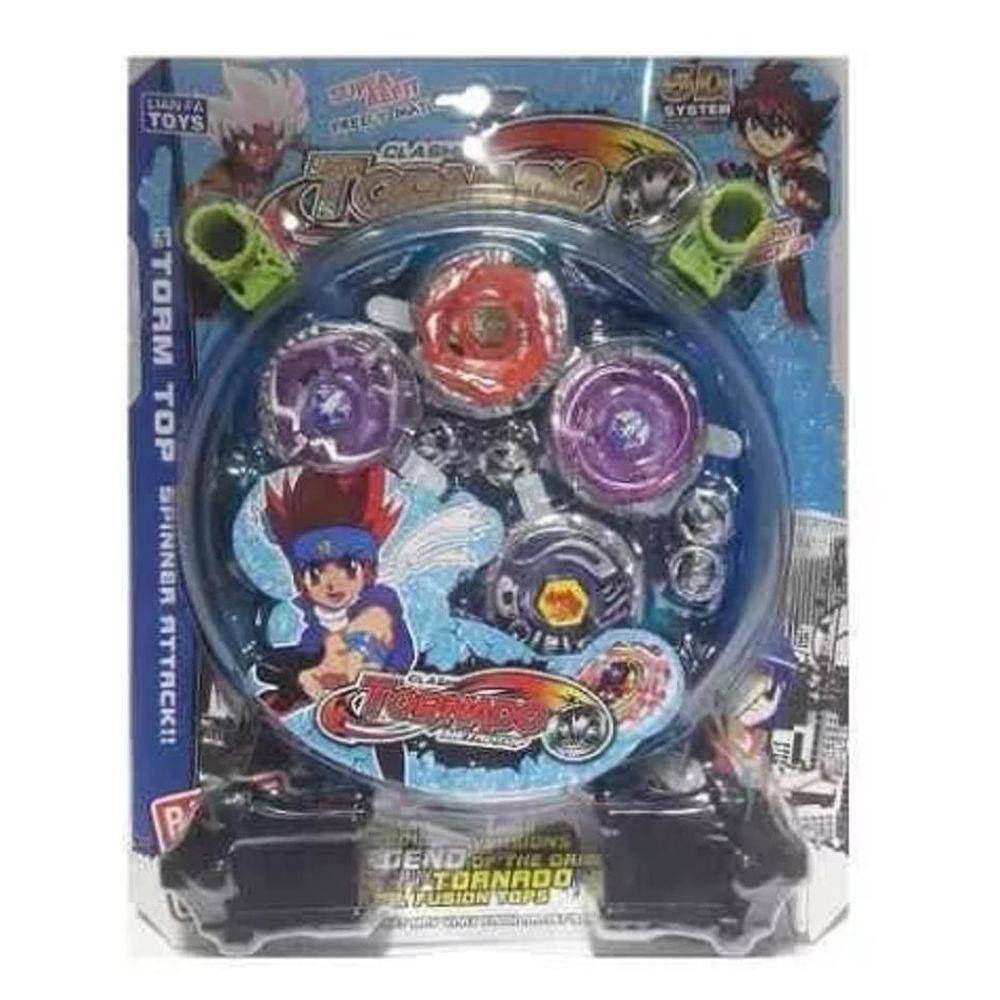 Kit Beyblade Metal 5D Brinquedo 4 Peões Led Toys - Speed Top