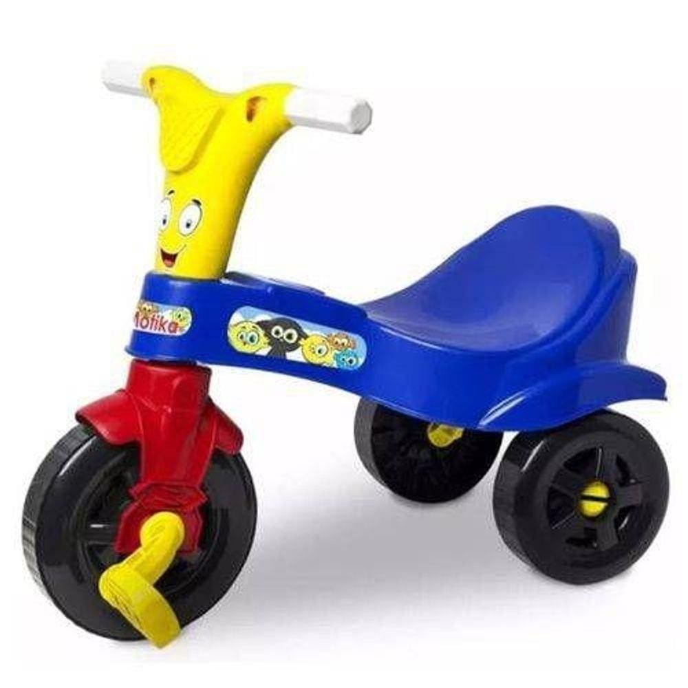 Motoca Infantil Triciclo Fast Azul com Empurrador e Proteção Pais