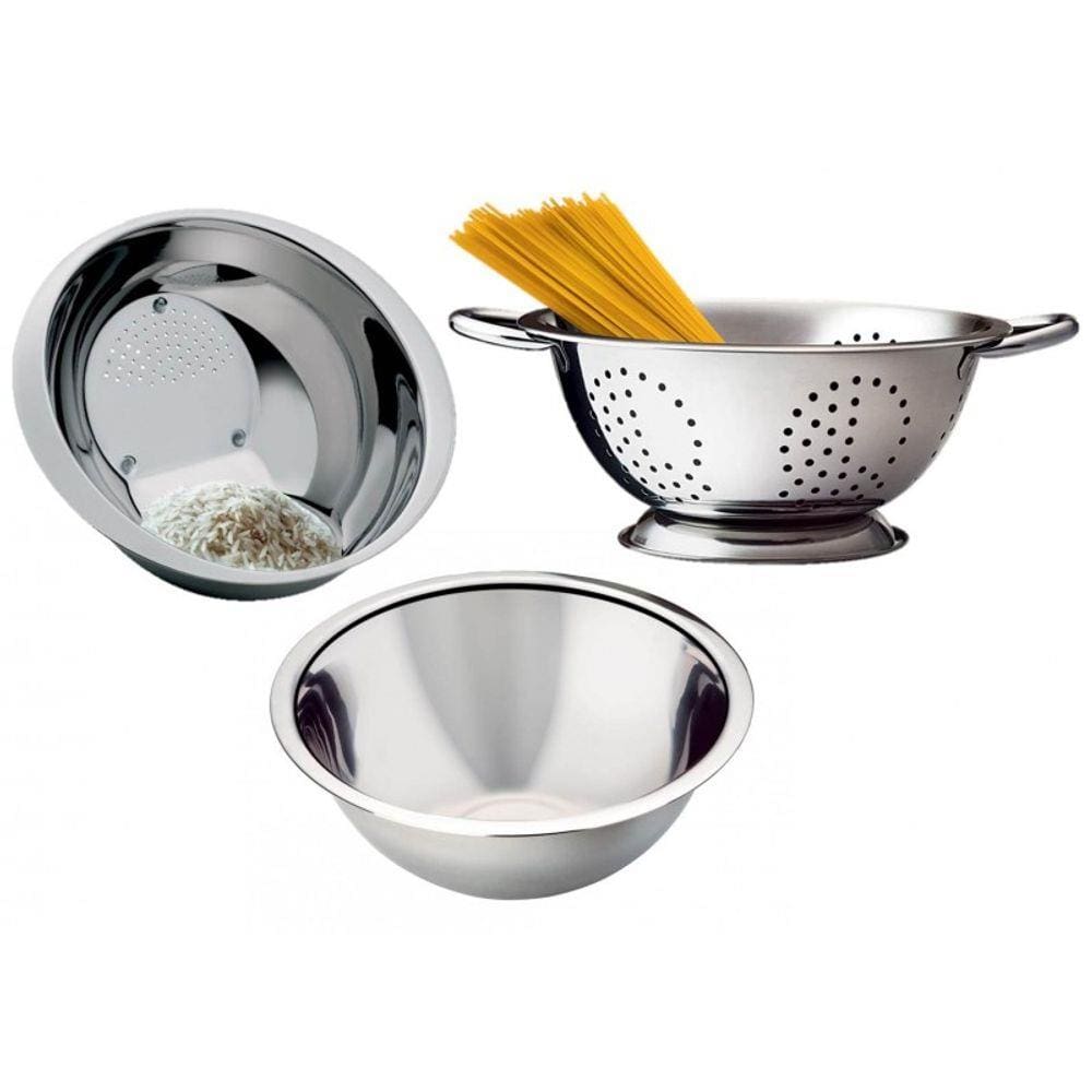 Jogo Cozinha 3 Peças Escorredor Arroz, Macarrão e Bowl Yazi