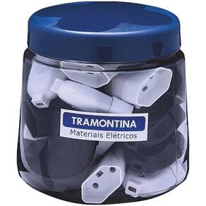 Plug Fêmea 2 Pinos 20A Preto Branco Mini Pote 14 Unidades