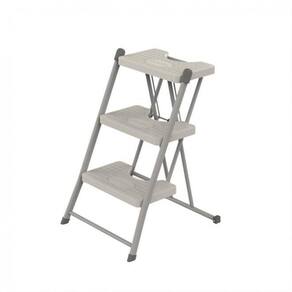Escada Dobrável Cinza 3 Degraus Compacta 120Kg - Anodilar