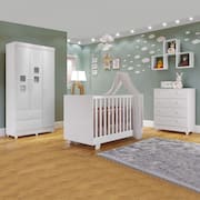 Quarto de Bebê Completo com Guarda Roupa 3 Portas, Cômoda e Berço Mini Cama Life
