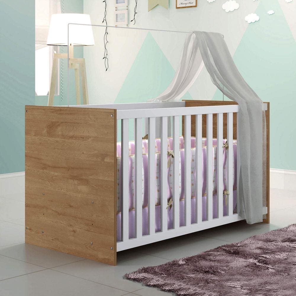 Berço com Suporte Mosquiteiro Life Tigus Baby Branco/Naturale